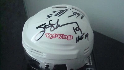 STEVE YZERMAN & LIDSTROM AUTOGRAPHED DETROIT RED WINGS MINI HELMET SIGNED JSA - Image 1 of 4