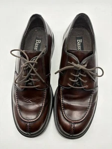Zapatos de vestir pesados vintage Bass para hombre talla 8 marrón con cordones cuero superior usados en excelente estado - Imagen 1 de 13