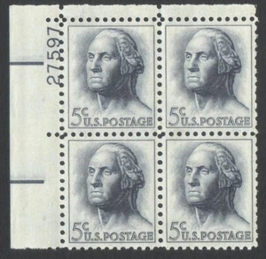 Vintage Unused US Postage Block 5 Cent Stamps WASHINGTON - Picture 1 of 2