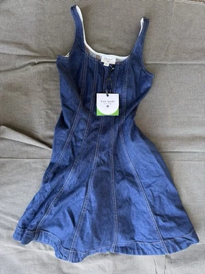 Nuevo con etiquetas Mini Vestido Kate Spade X Target Denim Sin Mangas XS Talla 0 XXS Lavado Oscuro Foto 1 de 4