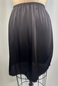 De colección Media Deslizamiento TALLA MEDIANA Corto Largo 20" Negro Nylon Ranura VANITY FAIR - Imagen 1 de 9