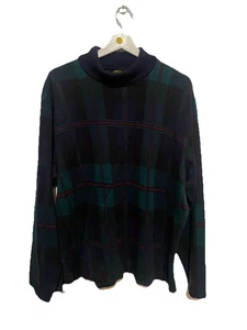 Brooks Brothers maglione uomo grande verde blu tartan a quadri nero USA - Foto 1 di 5