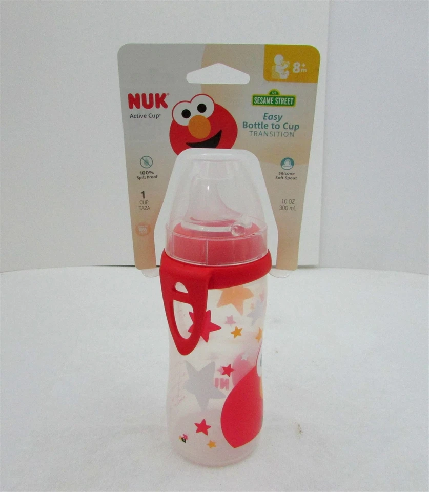 Taza para sorber NUK Sesame Street Elmo Active Soft Spout, 10 oz, unisex Foto 1 de 3