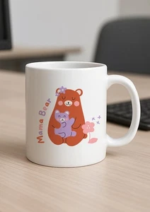 Mama Bear Mug Mother’s Day Birthday Christmas Mum Gift Family Present Coffee Cup - Picture 1 of 4