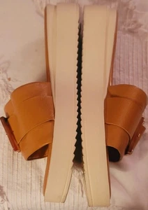 Simona Rossi "Made In Italy" Leather Slides/Sandals With Stone Look Buckle Sz Sz - Picture 1 of 4