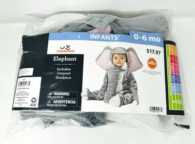 Infant Elephant Costume Halloween Grey Way to Celebrate 0-6 Months Baby - Image 1 of 4