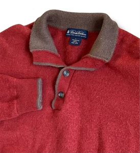 Brooks Brothers Polo Maglione Uomo Large Rosso Extra Fine 100% Lana Merino Pullover - Foto 1 di 6