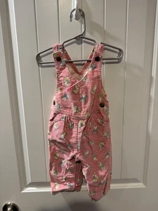 Vintage 90s Oshkosh Bgosh Vestback Corduroy Overalls Bunnies 12m Made In USA - Picture 1 of 7