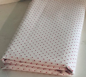 Vintage Cotton Sewing Quilting Fabric 45" x 62" Red Polka-Dots on White - Picture 1 of 4