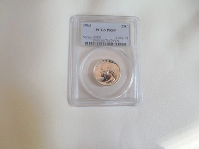 1963 PCGS Washingto Quarter Proof 69! Only one grade lower than perfect - Image 1 of 2