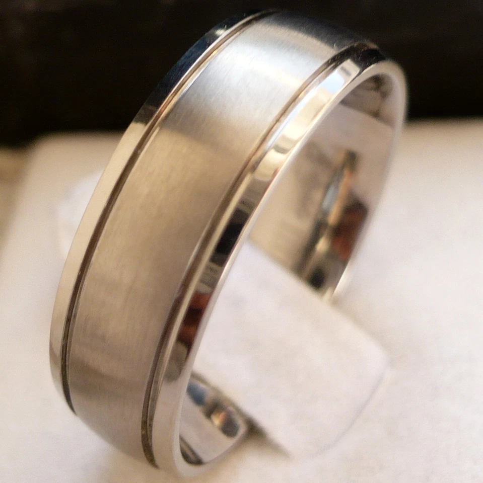 8MM MEN'S TITANIUM COMFORT FIT WEDDING BAND RING SIZES 7-14 / FREE ENGRAVING - Image 1 of 1