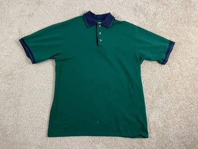 Camisa polo vintage roja con capucha para hombre grande acanalada tejida cuello botón verde Foto 1 de 4