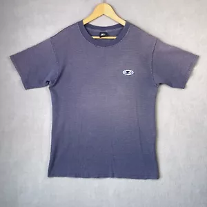 Camisa de iniciación vintage para hombre mediana azul desteñida bordada tejida manga corta años 90 - Imagen 1 de 9