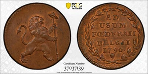 1790-b 1790 b 2 Lrd Austria Netherlands PCGS MS 64 Brown (BN) AD USUM RARE - Picture 1 of 3