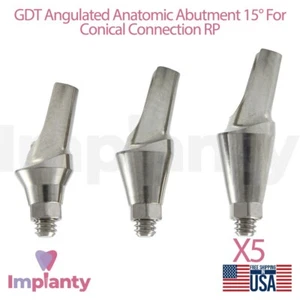 5x GDT Anatómica Angulada Prótesis 15° RP Conexión Cónica Hexagonal 2.65mm Laboratorio - Imagen 1 de 3