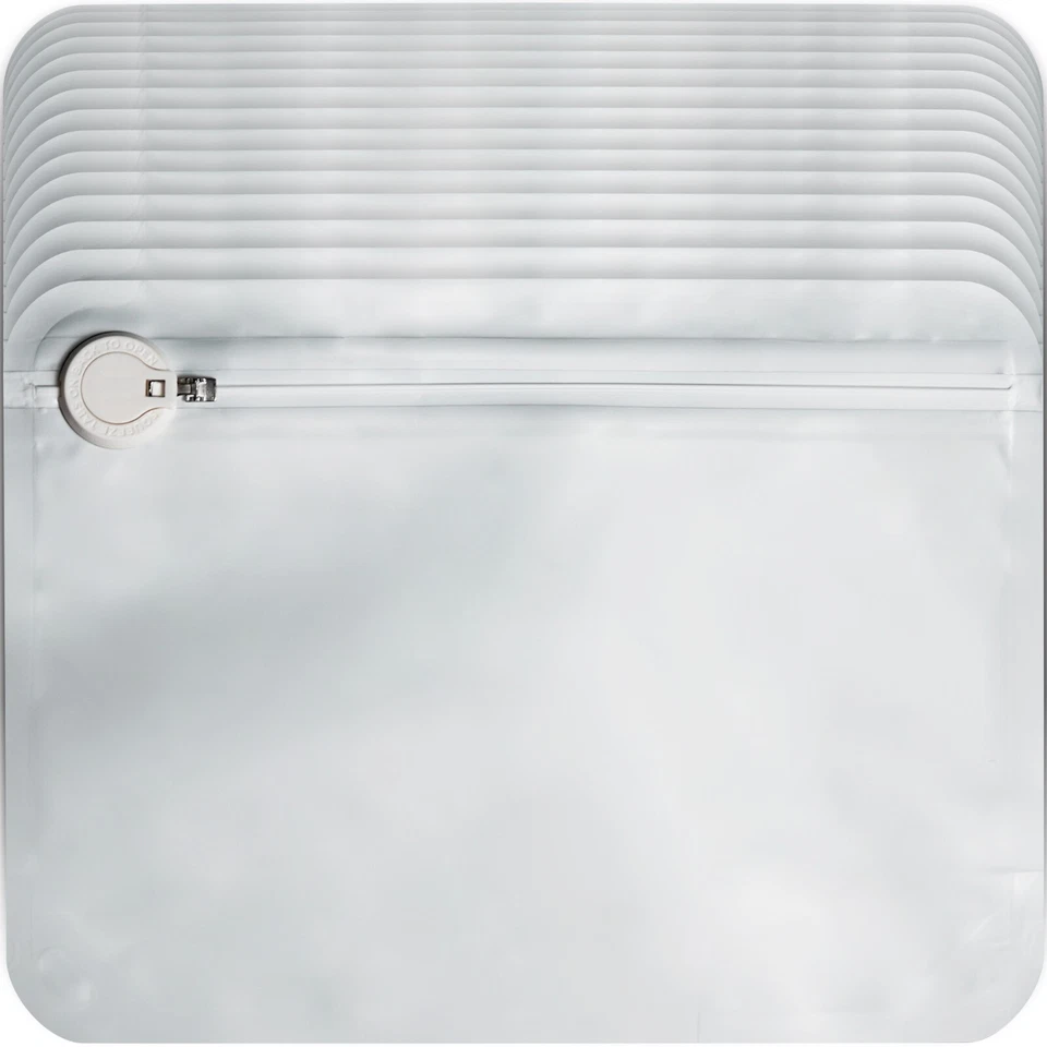 Bolsas de salida resellables (12"x9"x3") a prueba de olores a prueba de niños bloqueo a presión LRG BLANCO Foto 1 de 1