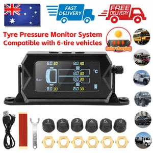 TPMS Truck Trailer Caravan Solar Tyre Pressure System/Monitoring 6/Wheel Sensors - Picture 1 of 12