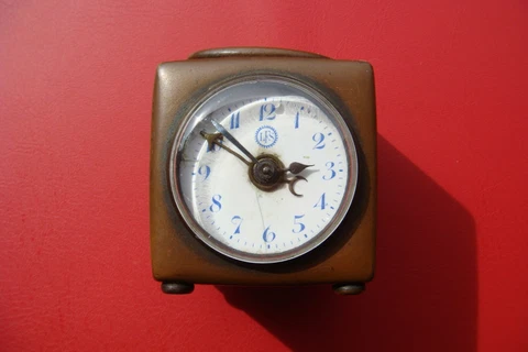 ANTIQUE German Lorenz Furtwängler & Sohne LFS brass CARRIAGE TRAVEL ALARM CLOCK Cover