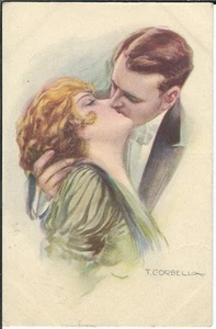 Ansichtskarte Italien - Küssendes Liebespaar von T. Corbell - Künstlerkarte RAR - Bild 1 von 2