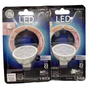 2 Pack GE LED Indoor Floodlight Bulb 50w 6.5w 12V 530 Lumens MR16 Bright White - Picture 1 of 1