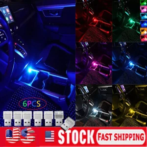 6Pcs USB Atmosphere Light LED Mini Colorful Night Light Car Interior Lighting - Foto 1 di 13