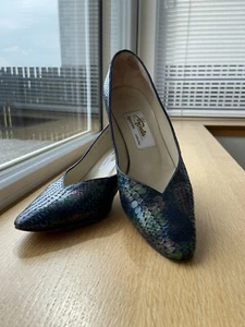 Vintage Renata Iridescent Snakeskin Effect Green/Blue Shoes - Size 36 UK3 - VGC - Picture 1 of 12