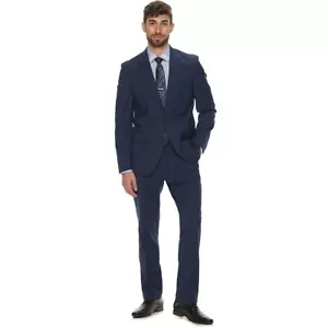 NWT Men's Navy Blue Check Slim-Fit Stretch Suit - Apt. 9 - 46R 39W 32L - Picture 1 of 14