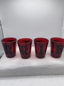 Set of 4 Fireball Cinnamon Whiskey Shot Glasses Letters “R”, “R”, “L”, “B”. S1 - Picture 1 of 2