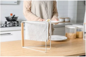 Home Kitchen Countertop Dishcloth Drying Rack, 3 Arms White Folding Rag Rack - Picture 1 of 9