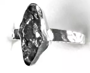Artisan Natural Meteorite Ring / size 13 / 925 Sterling Silver / 5.8g - Picture 1 of 6