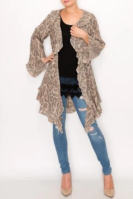 Origami Leopard Lightweight Hi-Lo Cardigan L-XL - Image 1 of 3