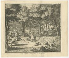 Antique Print of the Hunting Methods of Persians by Tirion (1731)