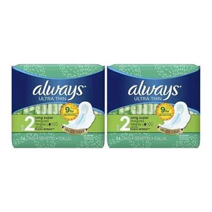 Always Ultra Thin Long Super Flexi-Wings Size 2 Sanitary Pads 16 ct (Pack of 2) - Picture 1 of 5