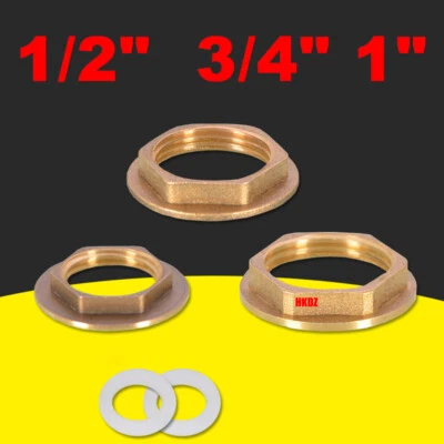 Dadi di bloccaggio esagonale ottone flangia raccordi tubi serbatoio 1/2" 3/4" 1" attacco filettato BSP - Immagine 1 di 4