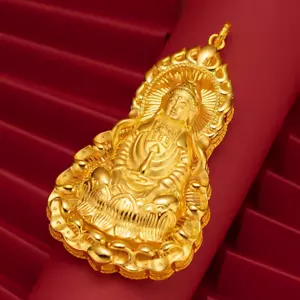 48kplate necklace pendant jewelry Peace Guanyin boys and girls birthday gift 1pc - Picture 1 of 6