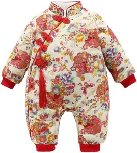 winter baby padded rompers,girl`s chinese style New Year's clothing, retro 12779 - Picture 1 of 7