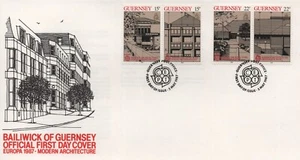 CUBIERTA DEL PRIMER DÍA GUERNSEY ARCHITECTURE 1987 FDC - LIMPIA/SIN DIRECCIÓN - CON INSERTO - Imagen 1 de 1
