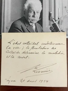 AUGUSTE LUMIERE QUOTE SIGNED, FRENCH ENGINEER, BIOLOGIST, MOTION PICTURES - Picture 1 of 1