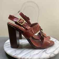Tory Burch Fletcher Womens Size 9M Red Leather Classic Chunky Heel Sandal