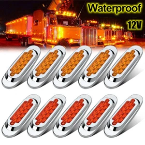 6.5"Amber Red LED Semi Truck Trailer Side Marker Clearance Lights w/ Bezel - Picture 1 of 15