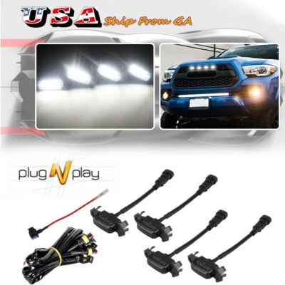 Smoked Front Grille White LED Lights Kit For 2016-2019 Toyota Tacoma w/TRD Pro - Image 1 of 4