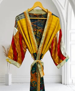 Regal House Robe Elegant Geometric Swirls Summer Gardenia Duster Robe, B-3802 - Picture 1 of 7