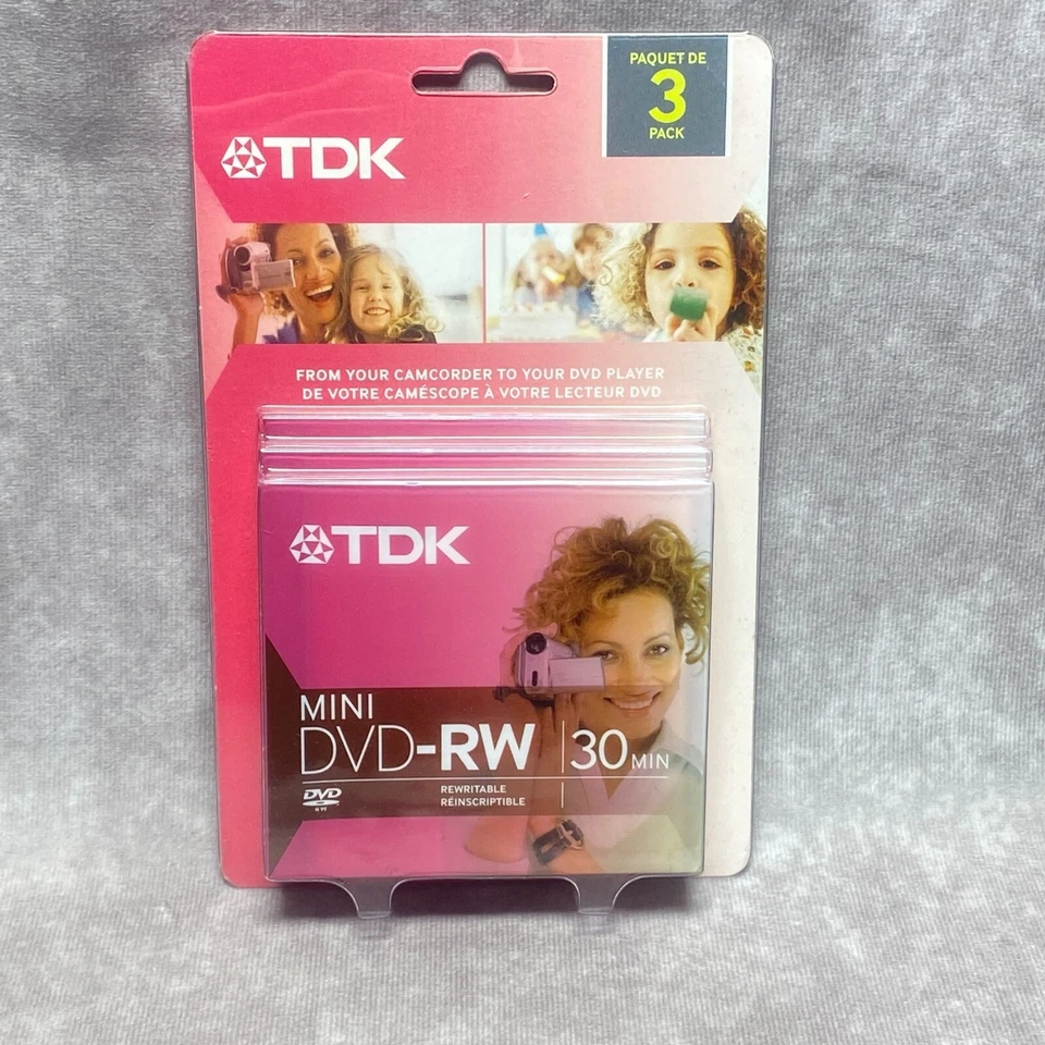 TDK Mini DVD-RW 30 Min Rewritable 3pk Camcorder To DVD Player 1.4GB Quick Ship