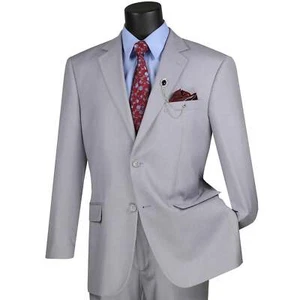 VINCI Men's Light Gray 2-Button Suit w/ Flat-Front Pants, Reg-Fit - NEW - Picture 1 of 3