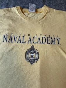 T Shirt Vintage US Naval Academy Giallo Uomo Taglia XL Difettosa - Foto 1 di 10