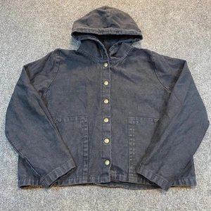 Conscious Clothing 100% Linen Black Cropped Hood Jacket Sustainable Women Large - Picture 1 of 9