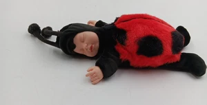 Vintage Anne Geddes Ladybug Doll Plush Sleeping Stuffed Toy 1997 Beans Red Black - Picture 1 of 6