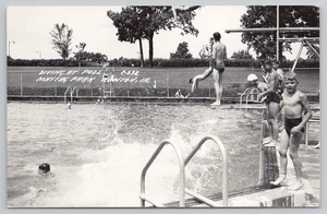 RPPC Maytag Park Boys Diving at Pool Newton IA Vtg Real Photo Postcard - Picture 1 of 2