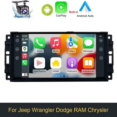 64GB For Jeep Wrangler Chrysler Dodge RAM Android 13 Car Stereo BT Radio Carplay - Image 1 of 4