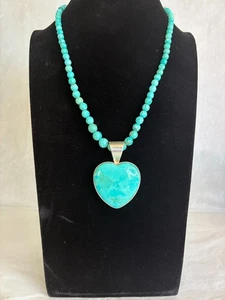 Jay King DTR Minenfund Türkis Herz Anhänger Halskette 925 Sterling - Whoa! - Bild 1 von 13